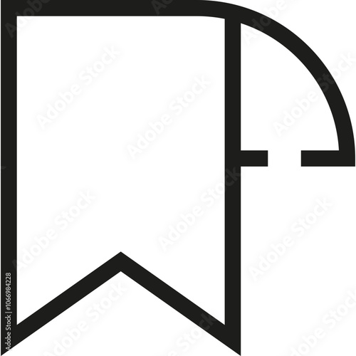 Simple black bookmark design featuring a curved corner, ideal for minimalist stationery enthusiasts and creative projects