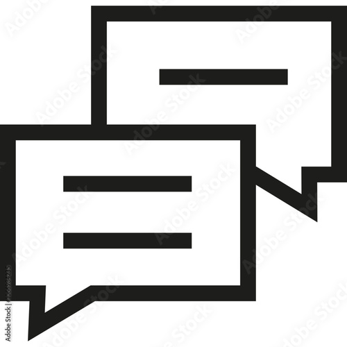 Stylized speech bubbles representing conversation and communication in a modern digital context