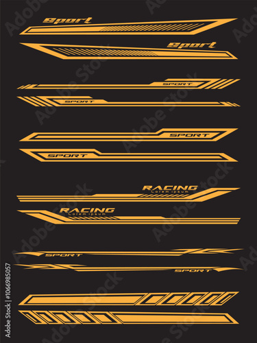 Set side car body vector stripes decal. Vehicle vector Decal Stripes for the both parts