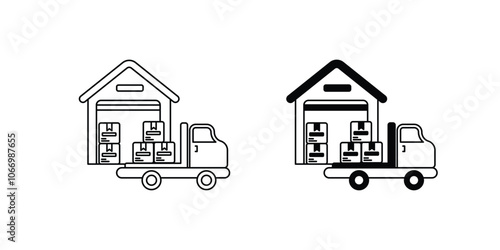 shipment  set icon with white background vector stock illustration