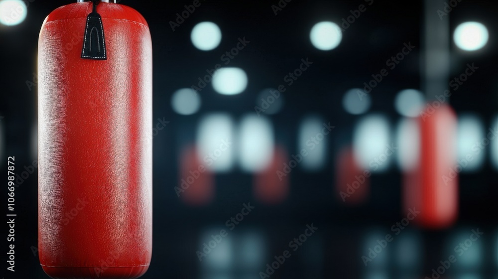 Red Speed Bag in Motion with Blurred Background Red Speed Bag in Motion with Blurred Background