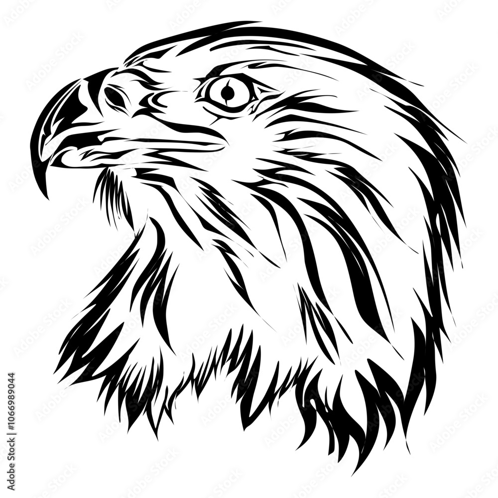 Eagle's head silhouette. Perfect for stickers, icons, logos and elements or advertising ornaments Eagle's head silhouette. Perfect for stickers, icons, logos and elements or advertising ornaments