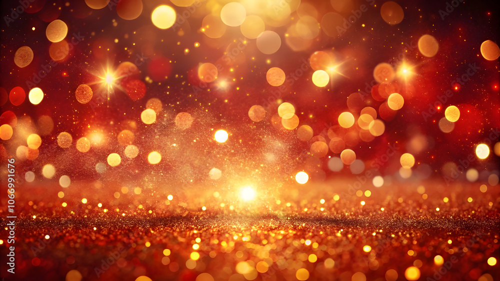 Passionate Red Background with Golden Light Spots and Scratches. Perfect for: Valentine's Day, dramatic performances, luxury galas Passionate Red Background with Golden Light Spots and Scratches. Perfect for: Valentine's Day, dramatic performances, luxury galas