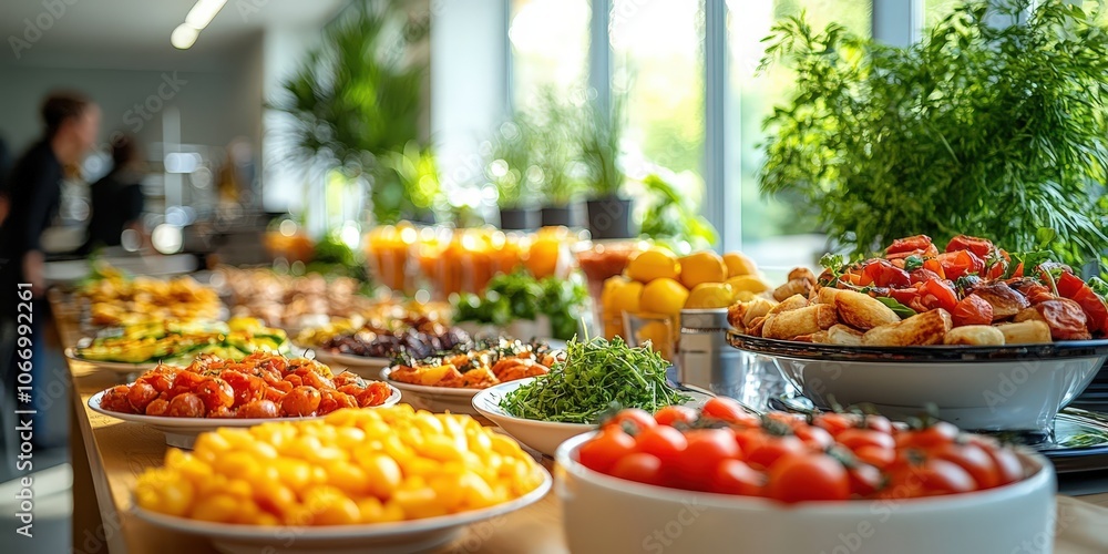 Casual Meeting with Delicious Catering Spread Casual Meeting with Delicious Catering Spread