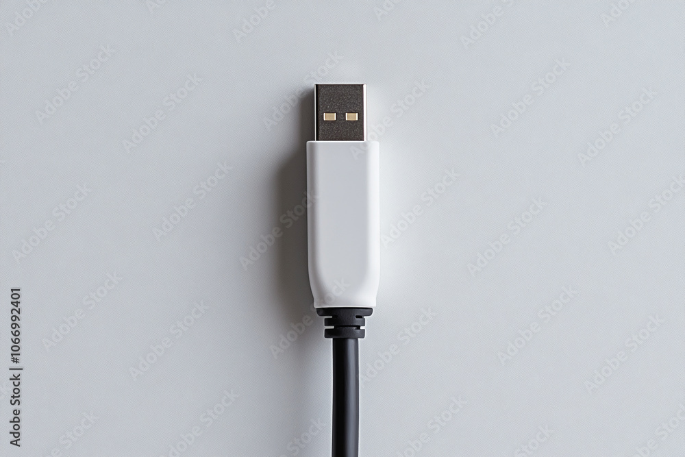USB-C cable on white background USB-C cable on white background