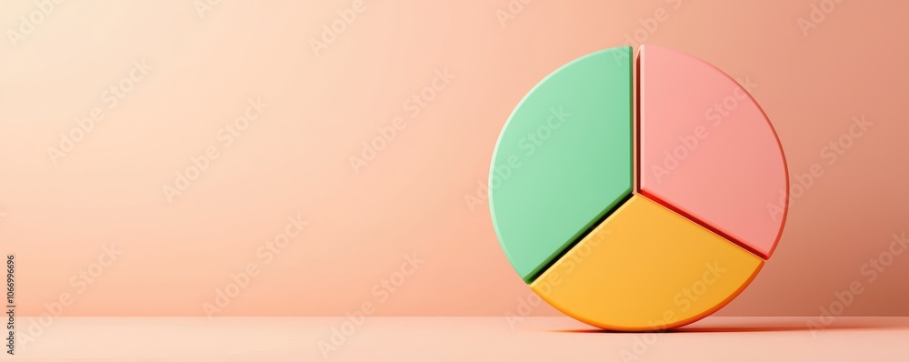A colorful pie chart divided into three segments, set against a soft pastel background, representing data analysis and visual statistics. A colorful pie chart divided into three segments, set against a soft pastel background, representing data analysis and visual statistics.