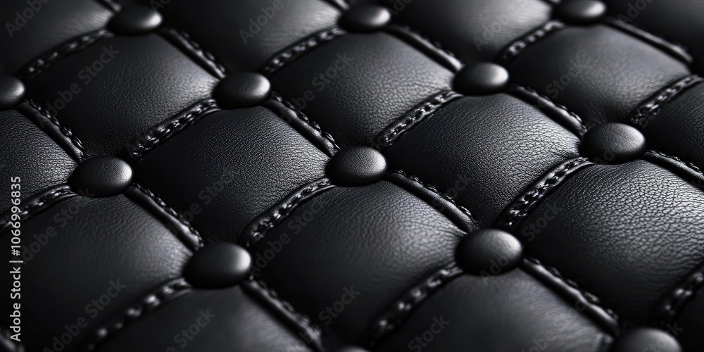 Naklejka premium Close-Up Texture of Black Leather Upholstery