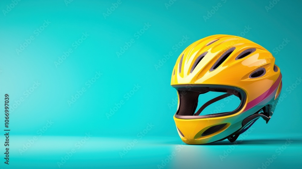 Fototapeta premium Vibrant Yellow Helmet for Roller Skating Activities
