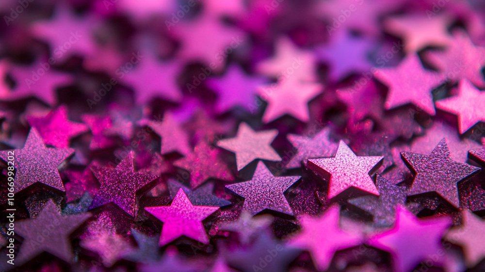 Colorful glittering star shapes scattered on a vibrant surface in artistic arrangement Colorful glittering star shapes scattered on a vibrant surface in artistic arrangement