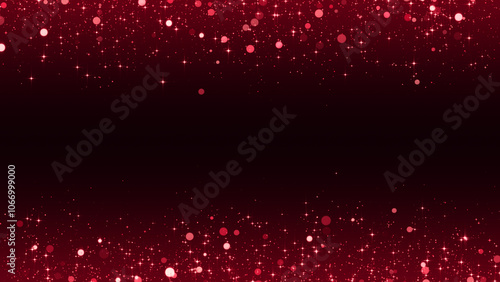 christmas and new year red glitter shiny glitter stars and particles wallpaper, bokeh lights falling,winter holiday and celebration social media background 