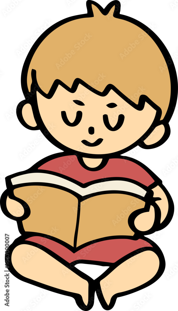 illustration of child enjoy reading a book. illustration of child enjoy reading a book.