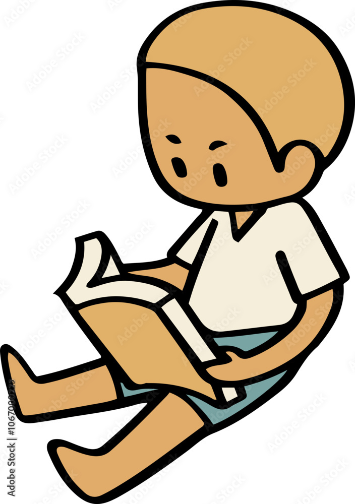 illustration of child enjoy reading a book. illustration of child enjoy reading a book.