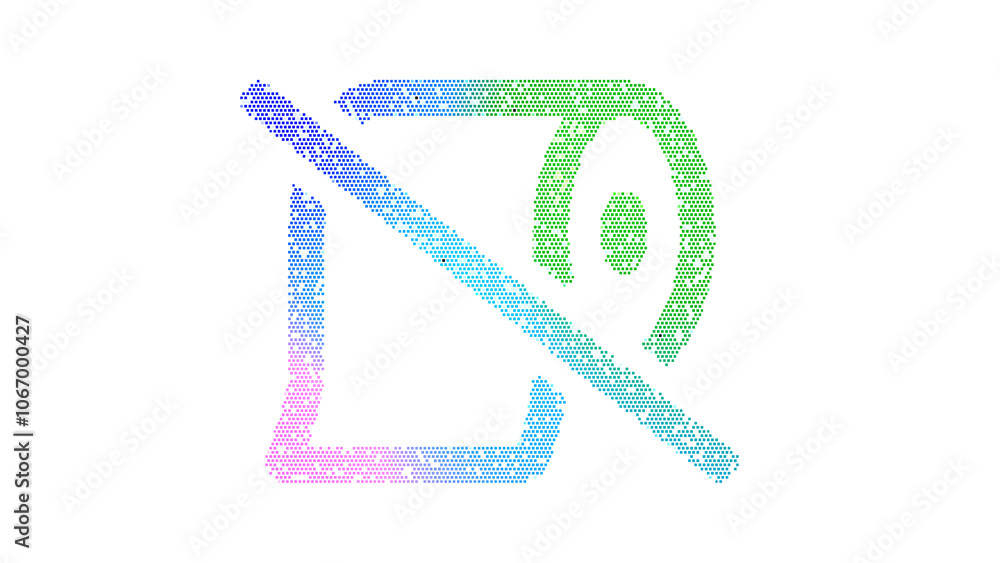 Icon toilet paper slash is made up of LED square shapes. There are bright diodes and there are black dead diodes Icon toilet paper slash is made up of LED square shapes. There are bright diodes and there are black dead diodes