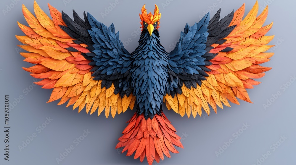 Obraz premium Majestic Phoenix in Fiery Colorful Costume Design