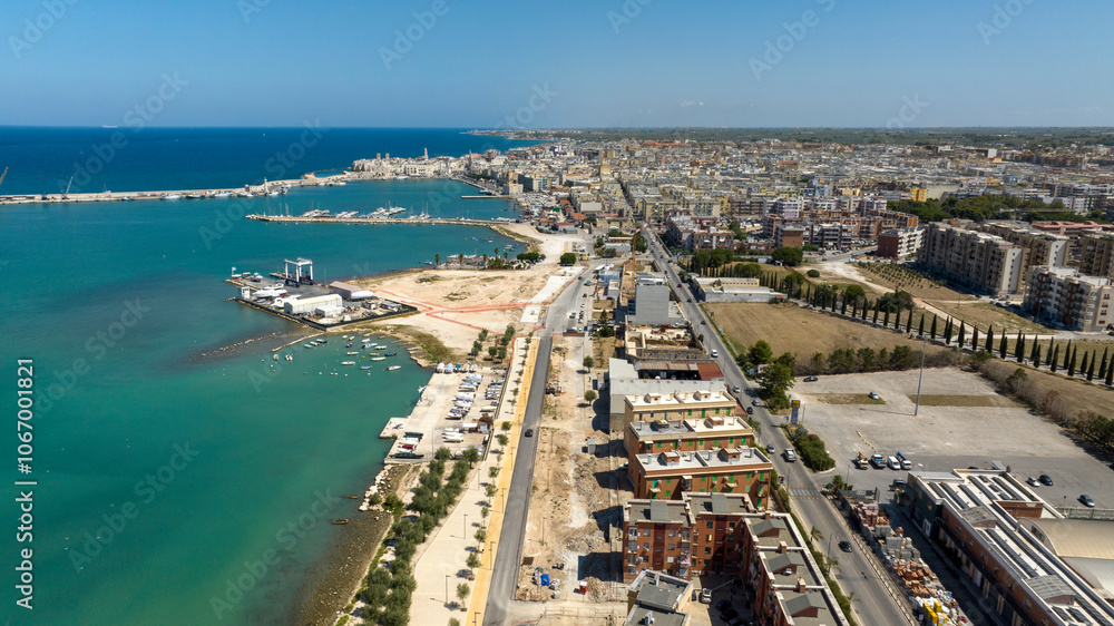 Obraz premium Aerial view from the port of the city of Molfetta, in the province of Bari, Puglia, Italy.