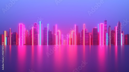 Neon Futuristic Cityscape with Vibrant Landscapes