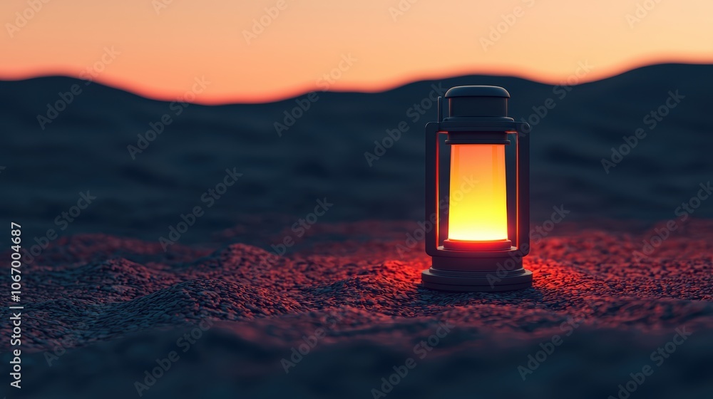 Cosmic Explorer Lantern in Alien Landscape at Dusk Cosmic Explorer Lantern in Alien Landscape at Dusk