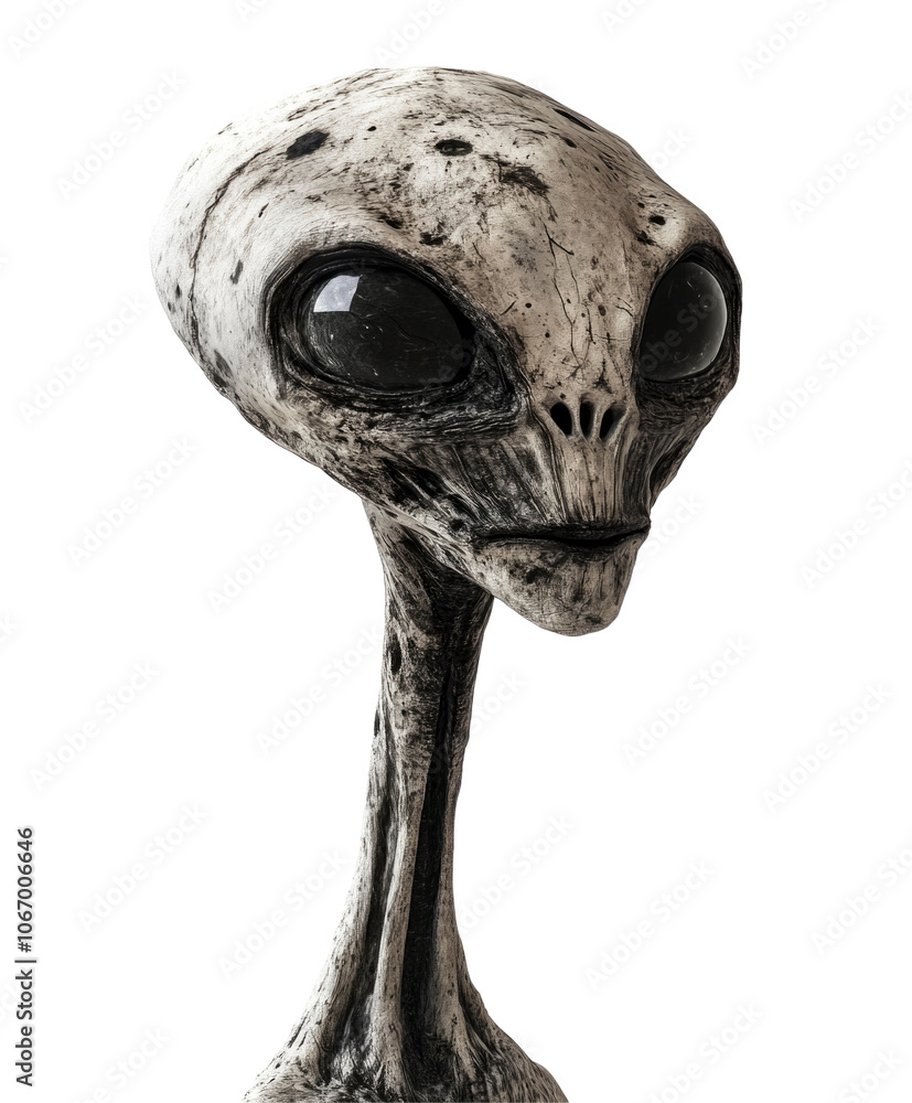 Obraz premium Gray tall alien transparent background