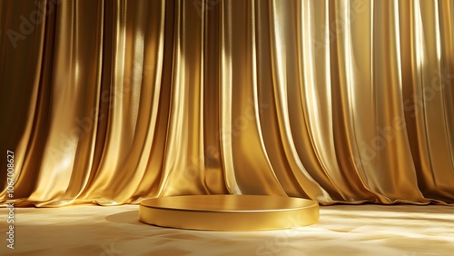 Silk Curtains Gold Stand