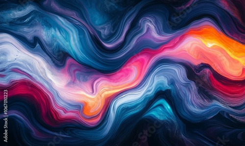 Colorful Paint in Motion. Composition of liquid paint pattern for projects on design, creativity and imagination to use as wallpaper for screens and devices