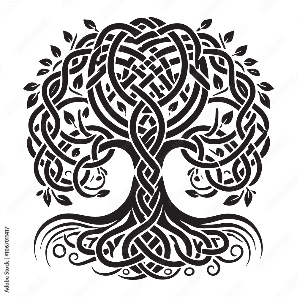 Fototapeta premium Detailed Celtic Tree of Life Vector Design - Tree Silhouette Clipart