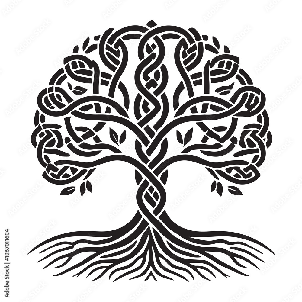 Detailed Celtic Tree of Life Vector Design - Tree Silhouette Clipart