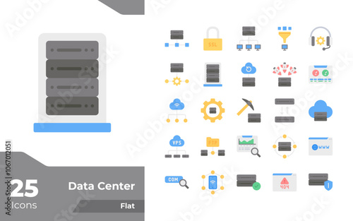 Data Center Flat Icons