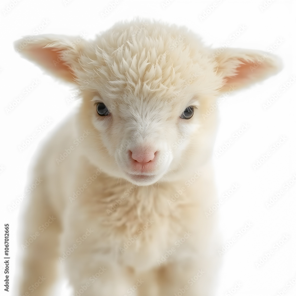 Cute white alpaca baby on white background, isolated. Cute white alpaca baby on white background, isolated.