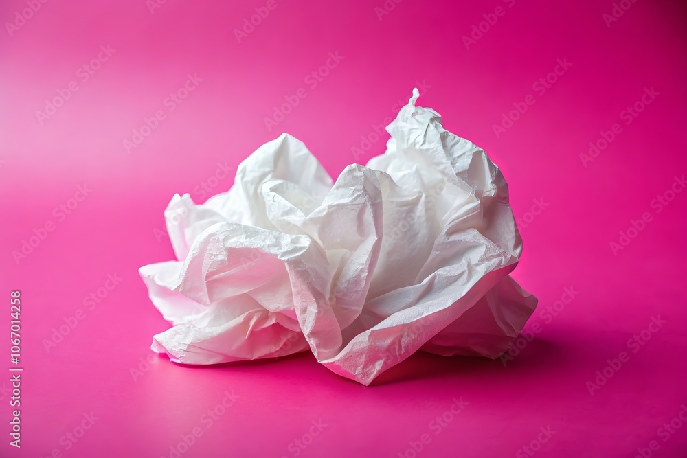 Soft and Delicate Tissue Isolated on a Vibrant Pink Background, Showcasing Textures and Colors for a Fresh and Clean Aesthetic in Stock Photography Soft and Delicate Tissue Isolated on a Vibrant Pink Background, Showcasing Textures and Colors for a Fresh and Clean Aesthetic in Stock Photography