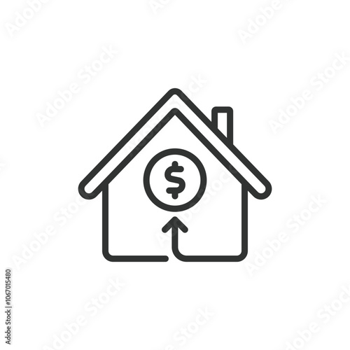 Budget for House, icon in line design. Budget, house, finance, planning, savings, mortgage, expenses on white background vector. Budget for House editable stroke icon