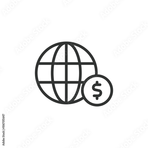 Global financial support, icon in line design. Global, financial, support, aid, assistance, worldwide, economy on white background vector. Global financial support editable stroke icon