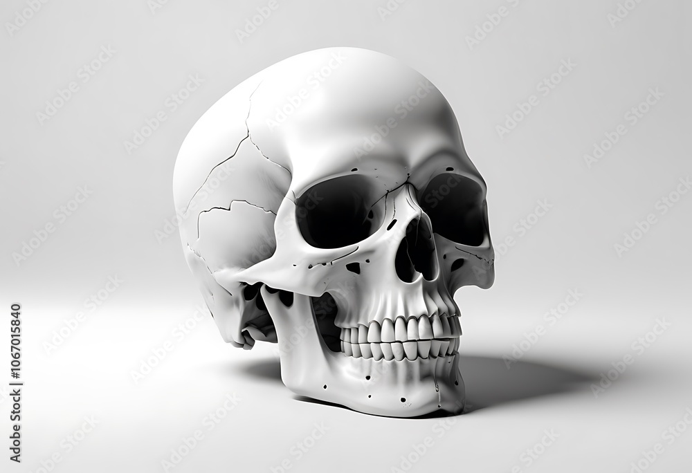 A Stark white skull on a white Background A Stark white skull on a white Background