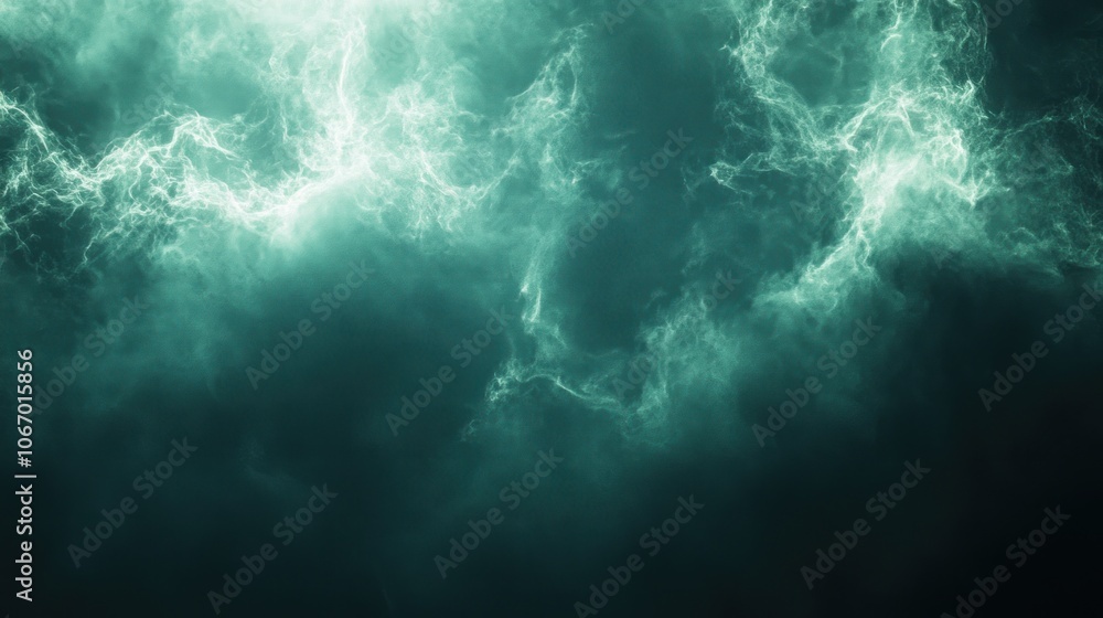Abstract green clouds with a white glow.