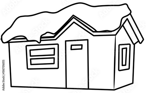 snowy house in winter Doodle element coloring page cartoon illustration photo