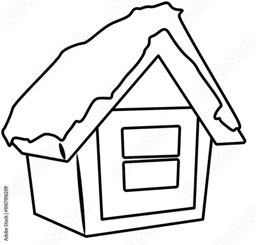 snowy house in winter Doodle element coloring page cartoon illustration photo