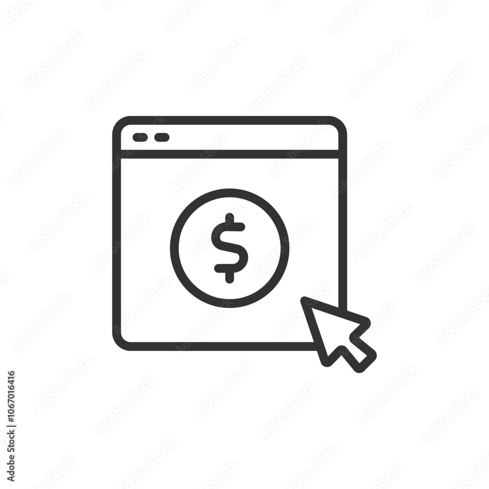 Browser Charity Payment, icon in line design. Browser, charity, payment, donation, online, support, funds on white background vector. Browser Charity Payment editable stroke icon