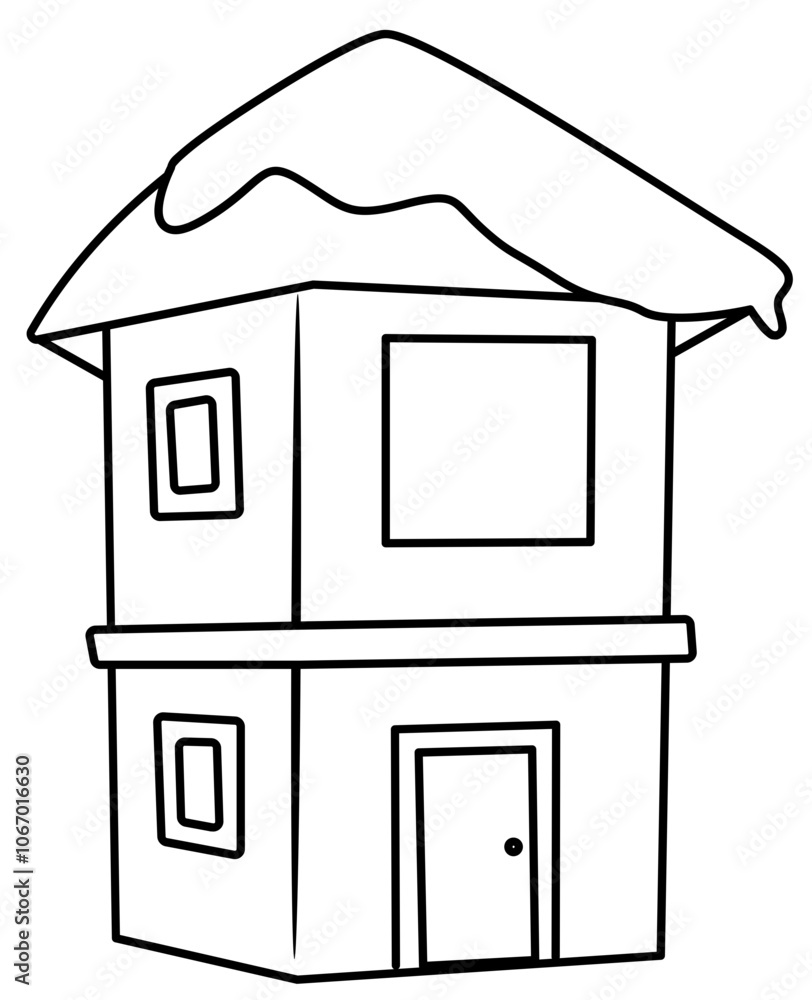 snowy house in winter Doodle element coloring page cartoon illustration snowy house in winter Doodle element coloring page cartoon illustration