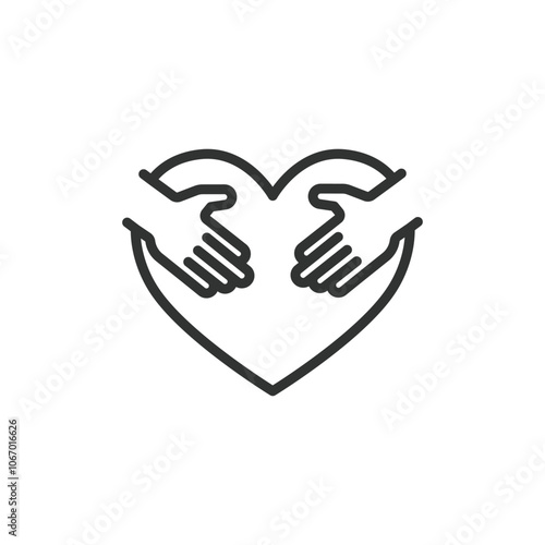 Hugs of love, icon in line design. Hugs, love, affection, embrace, warmth, connection, caring on white background vector. Hugs of love editable stroke icon