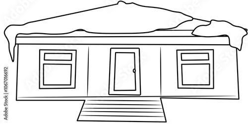 snowy house in winter Doodle element coloring page cartoon illustration photo