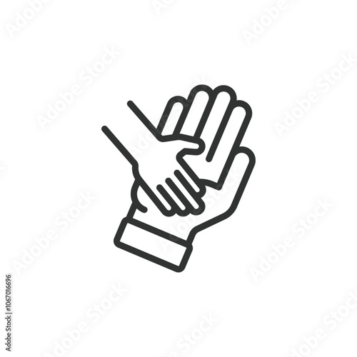 Children's charity support, icon in line design. Children, charity, support, donation, care, help, community on white background vector. Children's charity support editable stroke icon