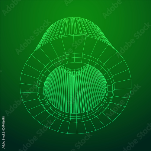 Car engine air filters. Auto spare part. Car care service maintenance. Wireframe low poly mesh vector illustration.