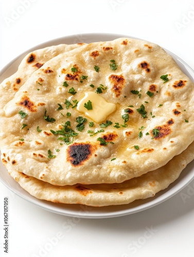 Delicious Butter Naan Stacked on a Plate