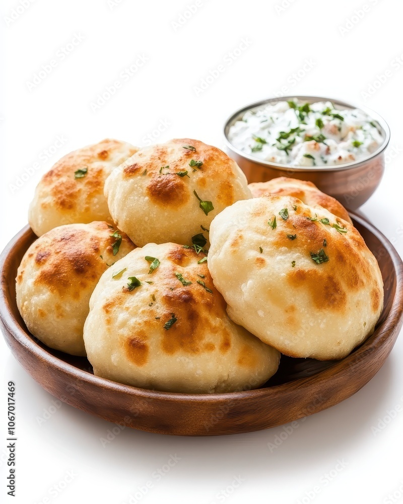 Litti Chokha with Baked Dough Balls on a Plate Litti Chokha with Baked Dough Balls on a Plate