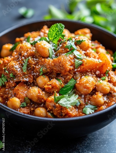 Spicy Chana Masala with Fresh Herbs and Flavorful Sauce