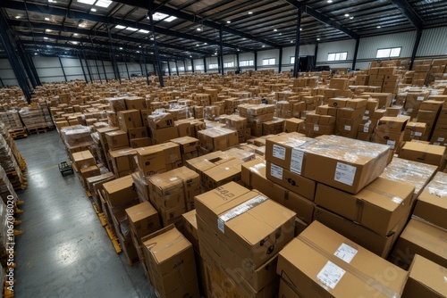 Warehouse Packed with Shipping Boxes for Online Retailers