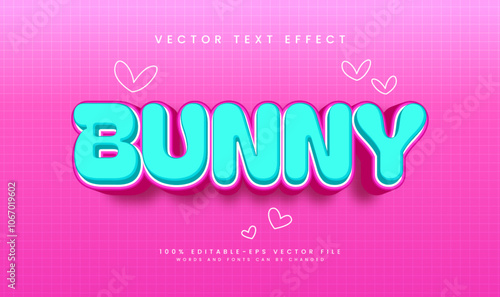 Pink bunny editable vector text effect, suitable for sweet pink theme.