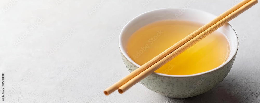 Bamboo straw resting in a bowl of herbal tea, calming moment Bamboo straw resting in a bowl of herbal tea, calming moment