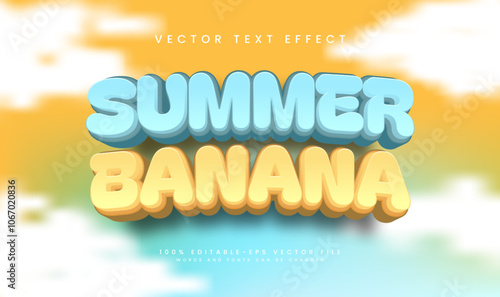 Summer banana editable vector text effect, suitable for summer or tropical fruit theme.