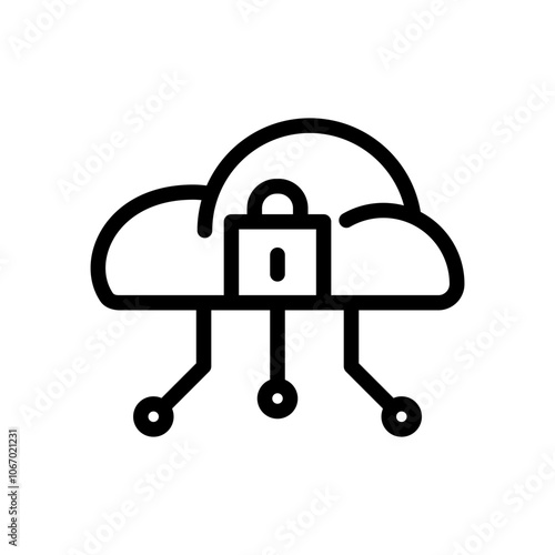 Icon Line cloud system lock. Outline style.