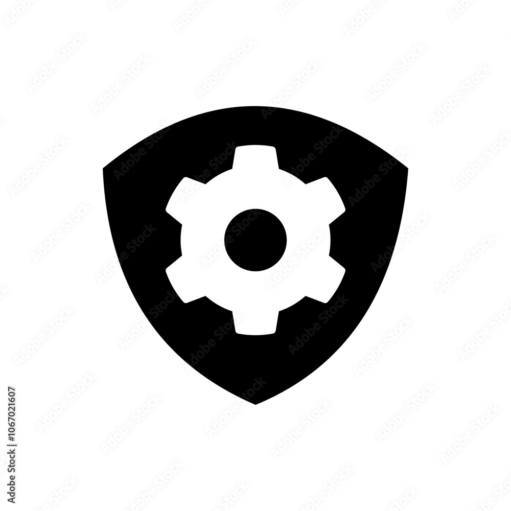 Icon Glyph Shield Gear setting. Solid style. Icon Glyph Shield Gear setting. Solid style.